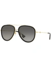 Gucci Gg0062s M 011 Aviator Polarized Sunglasses In Black