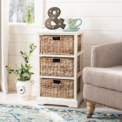 Safavieh Halle 3-basket Storage Side Table In White