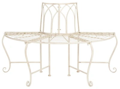 Safavieh Abia Wrought Iron 50in W Outdoor Tree Bench In White