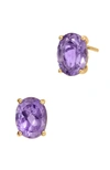 Savvy Cie Jewels 9x7 Oval Genuine Gemstone Basket Set Stud Earrings In Blue