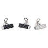 DE GRISOGONO ACCESSOIRE 18K WHITE GOLD FULL WHITE AND BLACK DIAMONDS TUXEDO TOGGLE BUTTONS SET