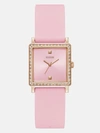 GUESS FACTORY ROSE GOLD-TONE AND PINK SQUARE ANALOG WATCH