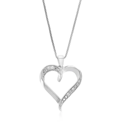 Vir Jewels 1/20 Cttw 4 Stones Round Cut 4 Stones Lab Grown Diamond Heart Pendant Necklace .925 Sterling Silver