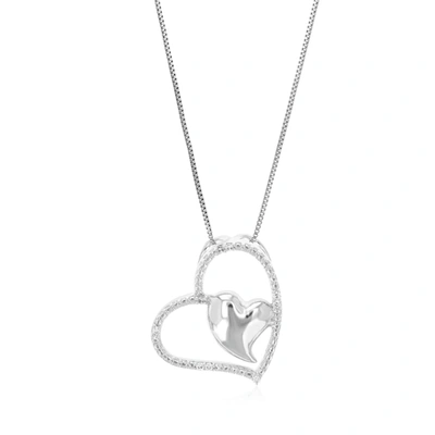 Vir Jewels 1/14 Cttw Round Cut 10 Stones Lab Grown Diamond Heart Pendant Necklace .925 Sterling Silver 2/3 Inch