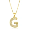 Simona Sterilng Silver Micro Pave Cz 'j' Block Initial W/ Paperclip Chain - Gold Plated In White