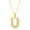 Simona Sterilng Silver Micro Pave Cz 'j' Block Initial W/ Paperclip Chain - Gold Plated In Yellow