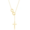 Simona Sterling Silver Center Infinity With Hanging Chain And Cross Necklace In White