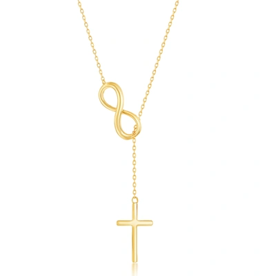 SIMONA STERLING SILVER CENTER INFINITY WITH HANGING CHAIN AND CROSS NECKLACE