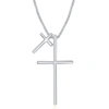SIMONA STERLING SILVER DOUBLE CROSS NECKLACE - ROSE GOLD PLATED