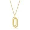 Simona Sterling Silver Double Oval Cz Necklace In Gold