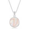 Simona Sterling Silver Mop Pendant, Rose Gold Script Initial W/chain In Silver