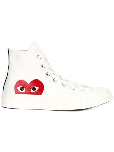 black converse high tops with red heart