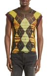 Y/PROJECT X JEAN PAUL GAULTIER TROMPE L'OEIL ARGYLE TANK