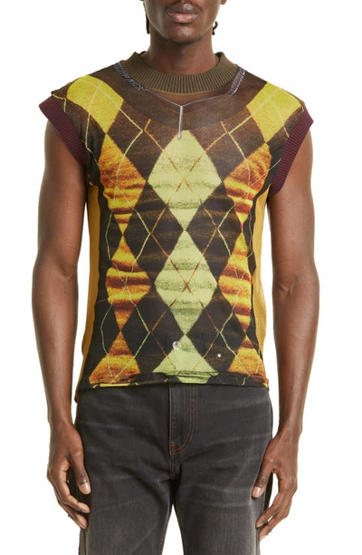 Y/project X Jean Paul Gaultier Trompe L'oeil Argyle Tank In Multi-colored