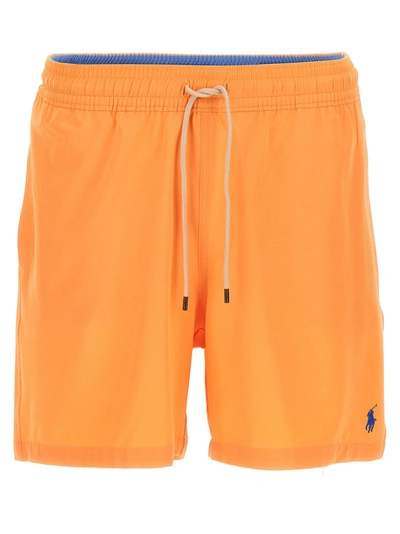 Polo Ralph Lauren Embroidered-logo Swimming Trunk In Orange