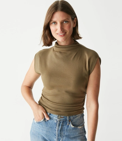 Michael Stars Amara Ribbed Power Shoulder Tee In Dolma