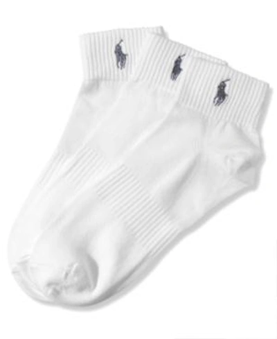 Polo Ralph Lauren Men's Socks, Extended Size Classic Athletic Quarter 3 Pack In White