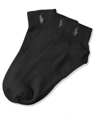 Polo Ralph Lauren Ralph Lauren Men's Socks, Athletic Quarter 3 Pack In Black