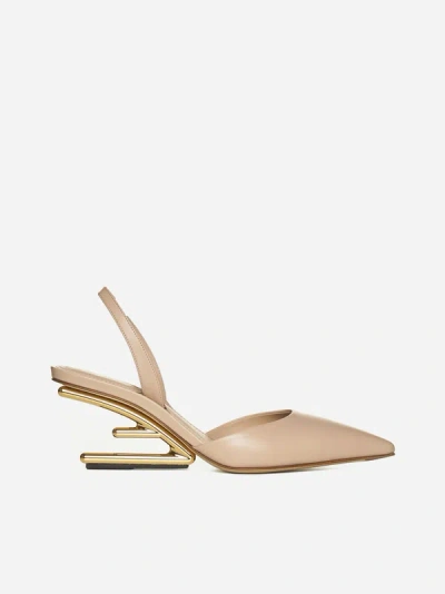 Fendi First Leather Slingback Pumps In Poudre
