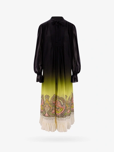 Etro Colour Shaded Long Georgette Dress In Multicolor