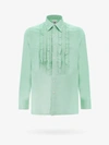 Pt Torino Green Cotton Shirt With Rouches In Green