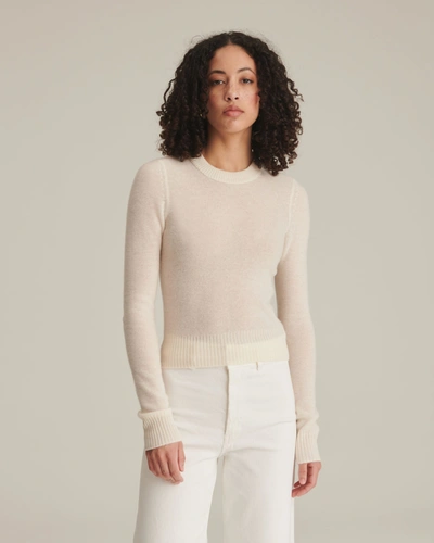 Naadam Reversible Cropped Crewneck Sweater In White