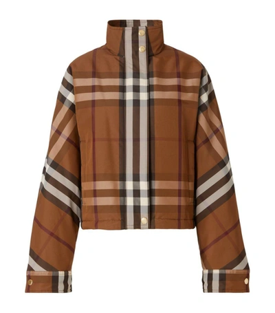 Burberry Ayton Check Boxy Jacket In Brown
