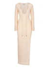 Casablanca Cutout Metallic Boucle Thigh-slit Maxi Dress In Natural