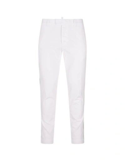 Dsquared2 Side-stripe Straight-leg Trousers In White