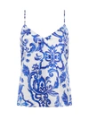 L Agence Jane Camisole Tank In White Multi Mediterranean Toile