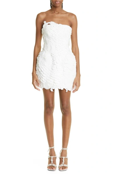 Zimmermann Tama Filigree Cotton & Linen Strapless Minidress In White