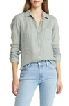 Bella Dahl Garment Dyed Linen Button-up Shirt In Oasis Green