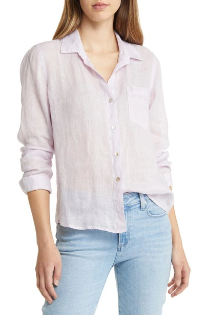 Bella Dahl Garment Dyed Linen Button-up Shirt In Pale Purple