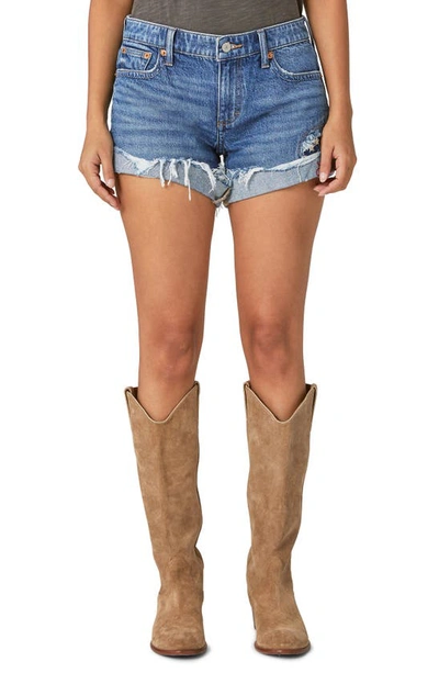 Lucky Brand Women's Low Rise Frayed-cuff Denim Shorts In Play Your Part Dest
