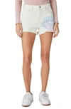 LUCKY BRAND PINK FLOYD FRAYED HIGH WAIST DENIM MOM SHORTS