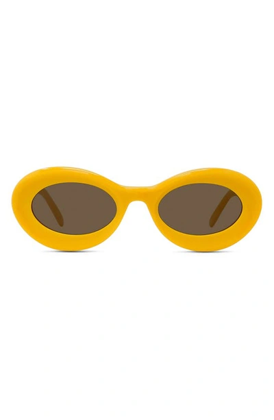 Loewe Curvy Logo Acetate Oval Sunglasses In Shiny Yellow / Brown