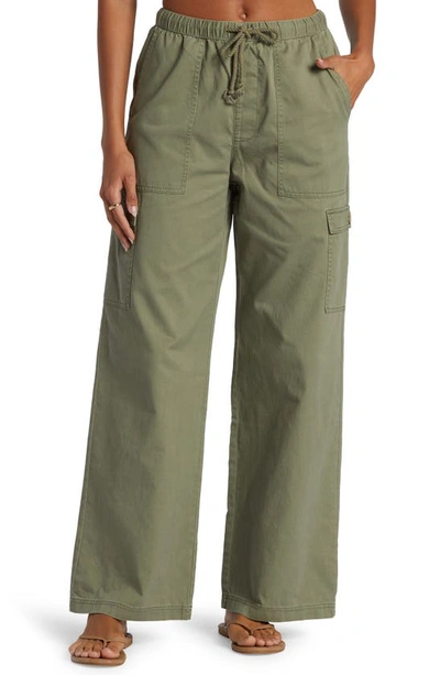 Roxy Precious Drawstring Cargo Pants In Deep Lichen Green