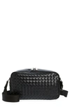 Bottega Veneta Large Classic Intrecciato Leather Camera Bag In Black-silver