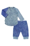 Paigelauren French Terry Raglan Top & Pants Set In Marble Navy