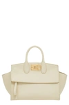 Ferragamo The Studio Small Leather Top-handle Bag In Mascarpone