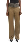 Givenchy Oversized Jeans In Mixed Denim And Viscose In Dark Khaki