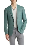 Canali Windowpane Wool, Silk & Linen Sport Coat In Green