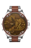 DIESEL Mr. Daddy 2.0 Chronograph Leather Wrap Bracelet Watch, 55Mm