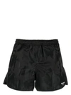 Alexander Mcqueen Solid Color Swim Shorts With Graffiti Print In Blackivory