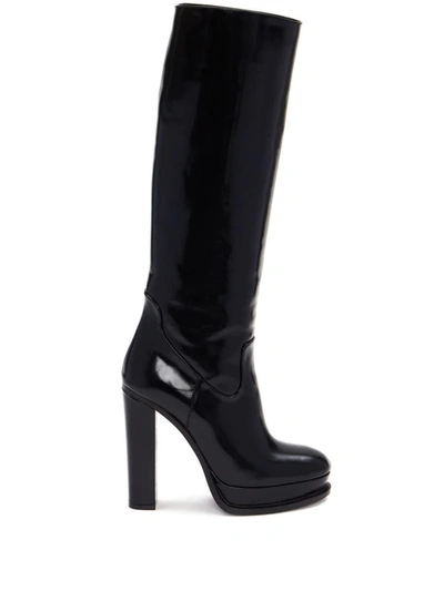 Alexander Mcqueen Platform Knee-high Boot In Black