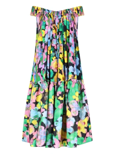 Az Factory Floral-print Off-shoulder Midi Dress In Multicolor