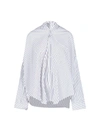Balenciaga White And Blue Striped Shirt With Bow Detail In Cotton Woman In Blue