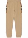 Burberry Men's Check-panel Sweatpants In Camel