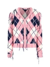 Charles Jeffrey Loverboy Argyle Fringe Detailed Cardigan In Pink