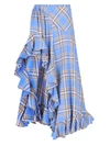 Collina Strada Florist Sky Plaid Asymmetric Skirt In Blue
